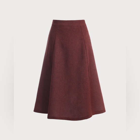 Burgundy High Waisted Tweed Skirt - Picture 5 of 7
